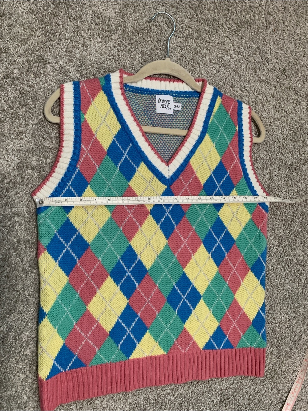 Princess Polly Colorful Argyle Knit V Neck Sweater Vest - Picture 7 of 7